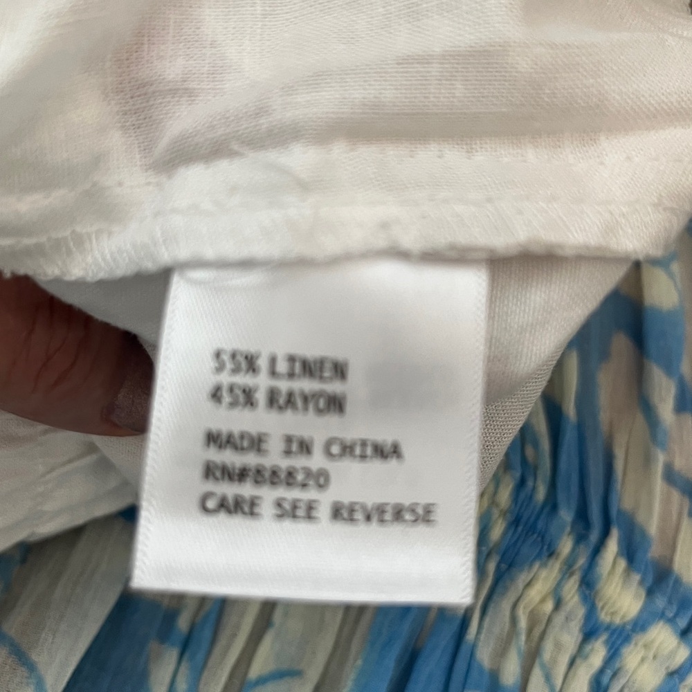 New Nicole Miller White Wide-Leg Pants with Blue and Yellow Embroidery size L - Picture 10 of 10